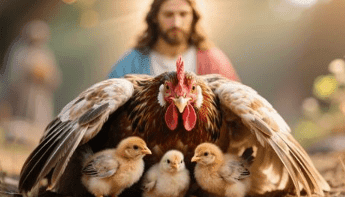 The Cry of the King : A Mother’s Heart for Jerusalem’s Peace A mother hen with her chicks under her wings – tender, protective, and perfectly aligned with Jesus’ imagery.